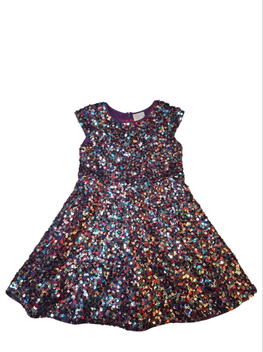 Mini Boden X Roald Dahl Rainbow Drops Sequin Dress